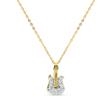Diamond Guitar Necklace 14K Yellow Gold 0.16ct Wholesale